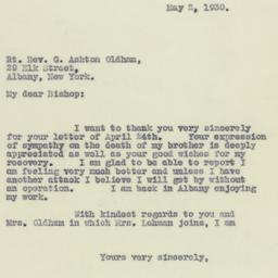 Letter: 1930 May 2