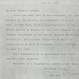 Letter: 1950 May 8