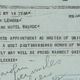 Telegram: 1951 June 18