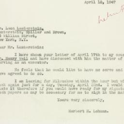 Letter: 1947 April 18