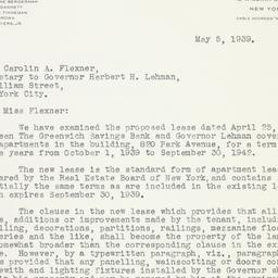 Memorandum: 1939 May 5