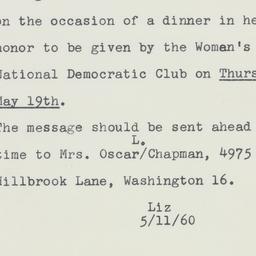 Telegram: 1960 May 11