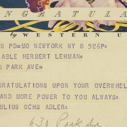 Telegram: 1950 November 8