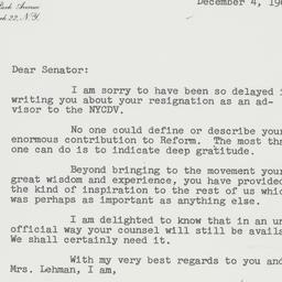 Letter: 1961 December 4