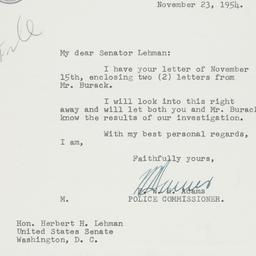 Letter: 1954 November 23