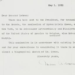 Letter: 1952 May 1