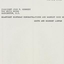 Telegram: 1963 May 29