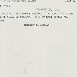 Telegram: 1963 July 1