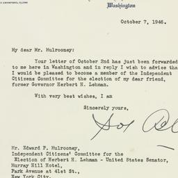 Letter: 1946 October 7