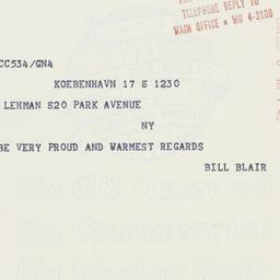 Telegram: 1961 September 8