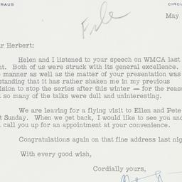 Letter: 1954 May 10