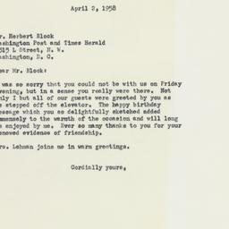 Letter: 1958 April 2