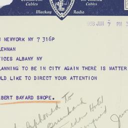 Telegram: 1938 June 7