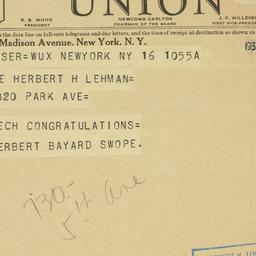 Telegram: 1934 October 16