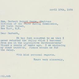 Letter: 1939 April 10