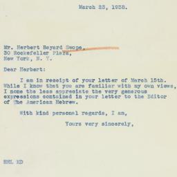 Letter: 1938 March 25