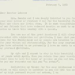 Letter: 1962 February 4