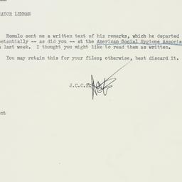 Memorandum: 1958 November 19