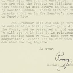 Letter: 1952 July 21