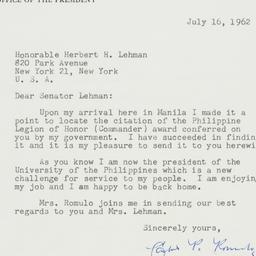 Letter: 1962 July 16