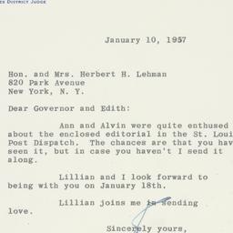 Letter: 1957 January 10