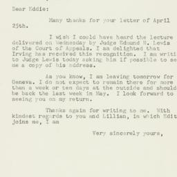 Letter: 1951 April 30