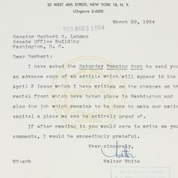 Letter: 1954 April 1