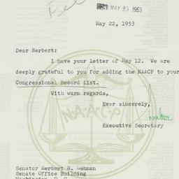 Letter: 1953 May 22