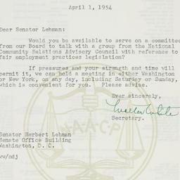 Letter: 1954 April 1
