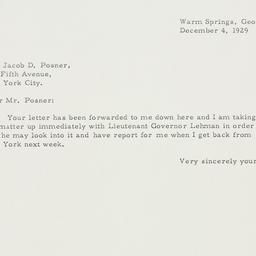 Letter: 1929 December 4