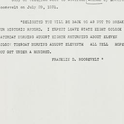Telegram: 1931 July 29