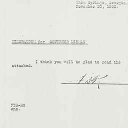 Memorandum: 1930 November 20