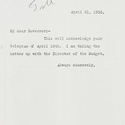 Letter: 1933 April 21