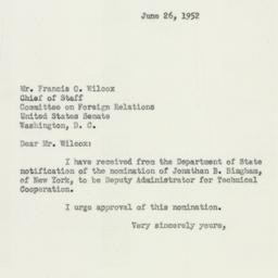 Letter: 1952 June 26