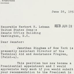 Letter: 1952 June 26