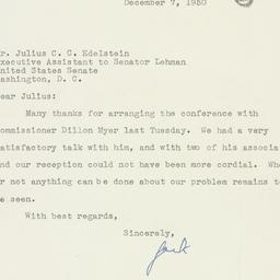 Letter: 1950 December 7