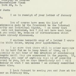 Letter: 1951 January 29