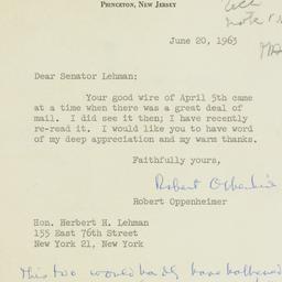 Letter: 1963 June 20