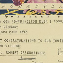 Telegram: 1949 November 9