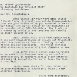 Letter: 1958 April 3