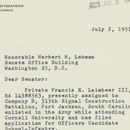 Letter: 1951 July 2