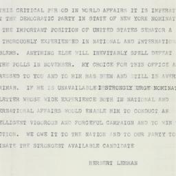 Telegram: 1952 August 25