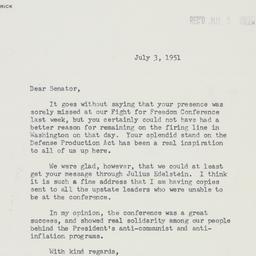 Letter: 1951 July 3