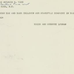 Telegram: 1947 December 12