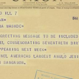 Telegram: 1944 March 7