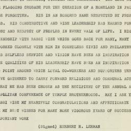 Telegram: 1947 April 26