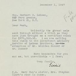 Letter: 1947 December 1