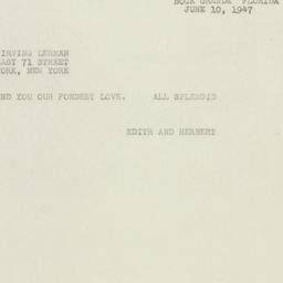 Letter: 1947 June 10