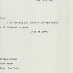 Letter: 1947 July 29