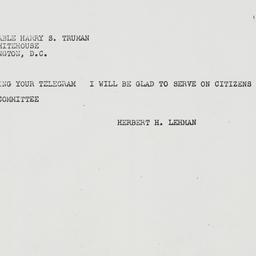 Telegram: 1947 September 26
